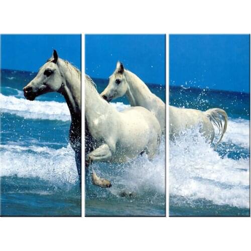 Two White Horse Canvas Painting Animal Art Print Poster Wall Picture Seascape Oil Pictures Modern Home Decoration No Frame Art