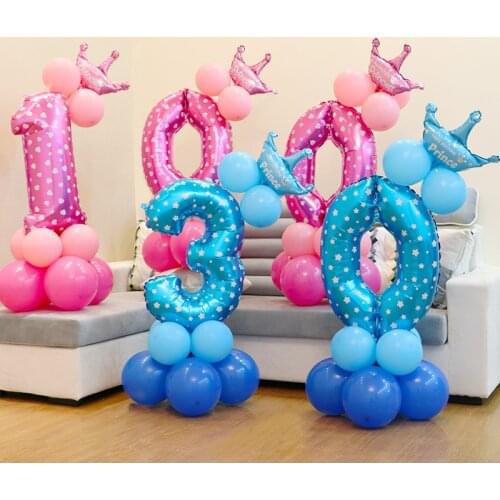 1Set Digital Balloon Number Foil Blue Pink Super big Balloons Boy Girl Birthday Wedding Christmas Festival Ball Party Decoration