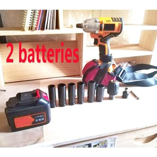 Brushless Electric Impact Wrench Lithium-Ion 2 Batteries 450Nm Torque