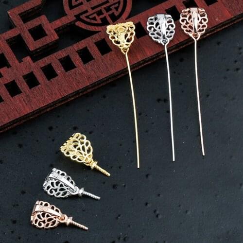 925 Sterling Silver Classic Hollow Leaf Head Pendant Clasps Women Men Gem Stone Cap Connector Buckle DIY Fine Jewelry Findings