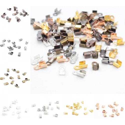 Jewelry Findings Diy 6*3mm Small Cord End Tip Fold Over Clasp Crimp Bead Connector DIY Jewelry Making