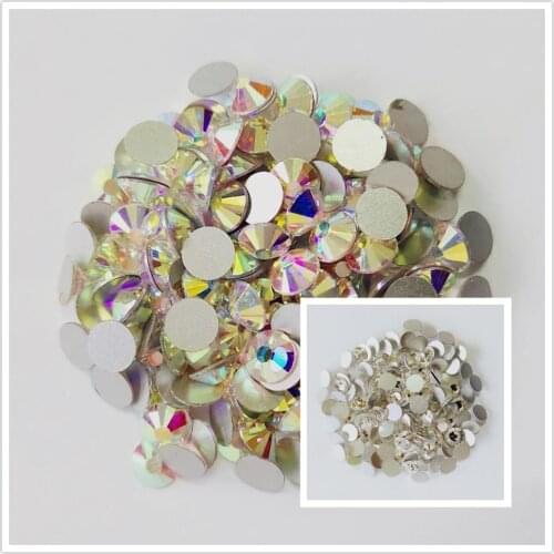 Crystal Clear AB FlatBack Non Hot Fix Rhinestones Super Glitter Nail Art Rhinestone Stone Strass Fabric Garment Decorations