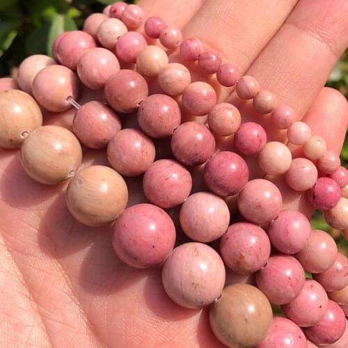 Natural Stone AA Rhodonite Round Loose Beads For Jewelry Making 15 Inches Strand 4 6 8 10 12MM Pick Size Diy Necklace Bracelet