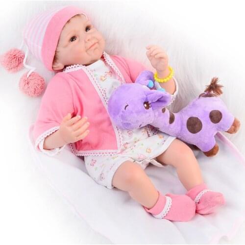Wholesale 22" Doll Reborn Babies Soft Silicone Vinyl Alive Newborn Fashion Girl Dolls Birthday Gifts Cloth Body Toy Kids Gifts