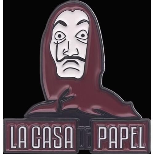 Thriller TV Series La Casa De Papel Enamel Brooch Men Jacket Leather Metal Button Jewelry Decoration Souvenir Collection Gift