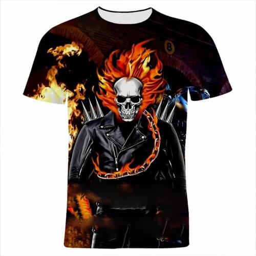 Men Short Sleeve T-shirts Marvel Ghost Rider 3D Printed Cool Children T Shirts Short Sleeve Harajuku Women Oversized Tshirt