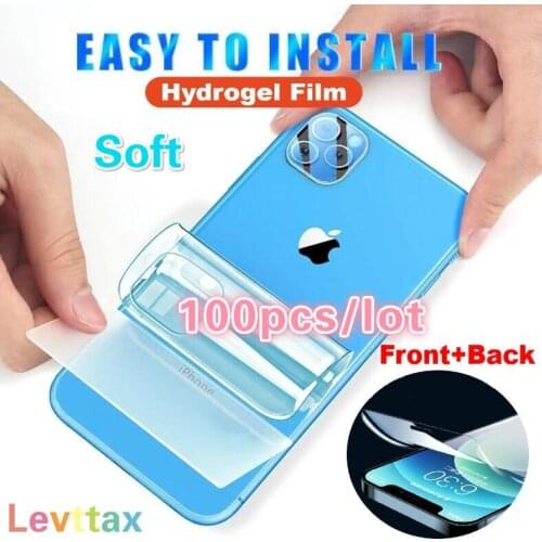 100Pcs/lot Soft Hydrogel Film For iPhone 12 mini 11 Pro Max XS Max XR 8 7 6plus Soft Screen Protector Front Back Film No Glass