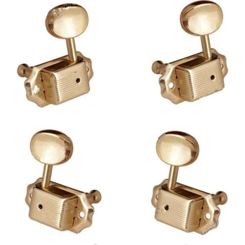 A Set 2R2L Gold Ukulele 4 String Guitar Tuning Peg keys Tuners Machine Head Small oval Concave Button guitar accessories parts