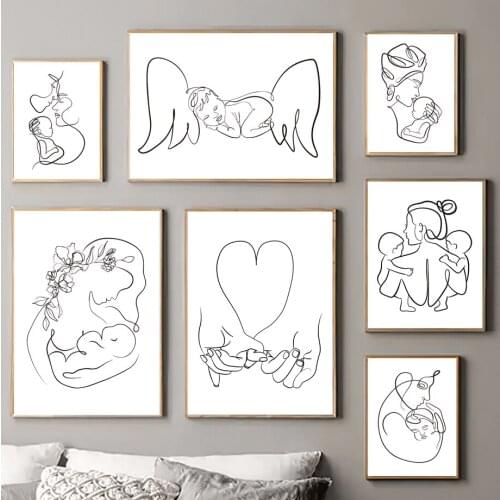 Baby Mother Love Family Wing Hold Hand Wall Art Canvas Painting Nordic Posters And Prints Wall Pictures For Living Room Decor