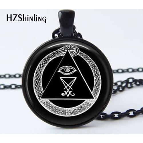 New Arrival Illuminati Pendant Necklace Satanism Satanic Baphomet Freemason Lilith Pentagram Pendant Art Photo Necklace HZ1