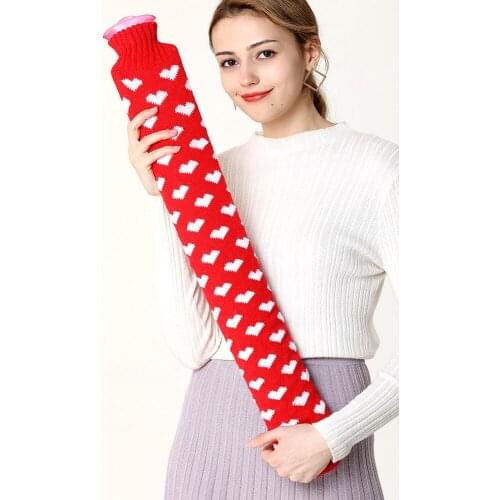 Warm Bag Strip New Year Gifts Hot Water Bottle Hot Water Bags Hot Water Bag 52x9.5cm Plush Knitted 1L Hot Water Bottle Cover
