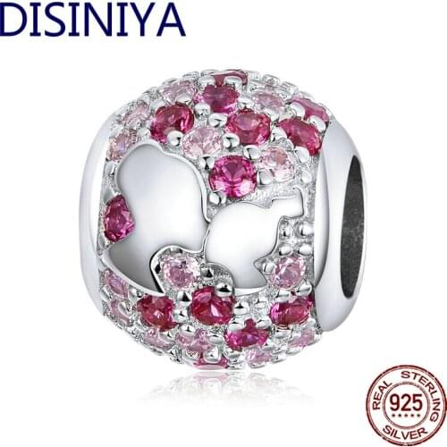 Mothers gift 925 pure silver Pink Red CZ inlaid round bead original Bracelet luxury jewelry