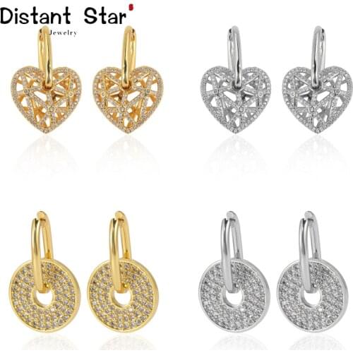 Romantic Micro pave Gold Silver Color Zircon Crystals Gemstones Round Hoop Earrings for Women Wedding Earrings Copper Jewelry