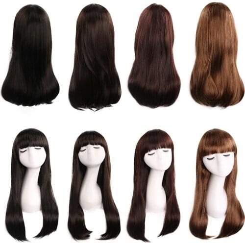 Synthetic Wigs For Women Long Synthetic Wigs Straight Black Brown Wigs 26 inches Heat Resistant Synthetic Wigs Average Size