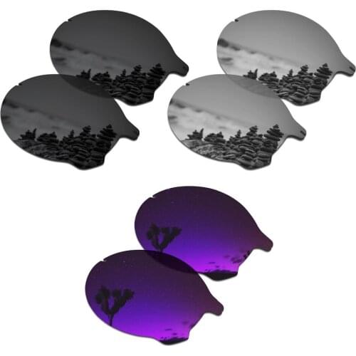 SmartVLT 3 Pairs Polarized Sunglasses Replacement Lenses for Oakley Tailend Stealth Black & Silver Titanium & Plasma Purple