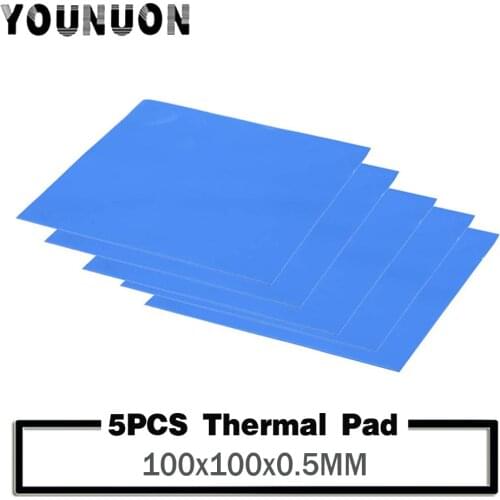 5pcs YOUNUON 100x100x0.5mm Thermal Pad GPU CPU Heatsink Cooling Conductive Silicone Pad 0.5mm thickness thermal pad