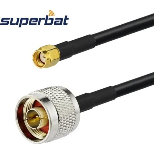Superbat 10ft N Plug to RP-SMA Male(female pin) Jumper Pigtail Cable RG58 3m for Wifi Antenna