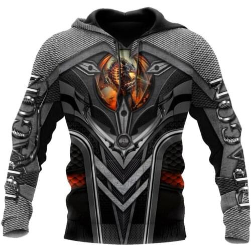Viking Tattoo Dungeon Dragon 3D Hoodies for Men Women Harajuku Zipper Pullover Sweatshirt Unisex Autumn Casual Jacket Tracksuit