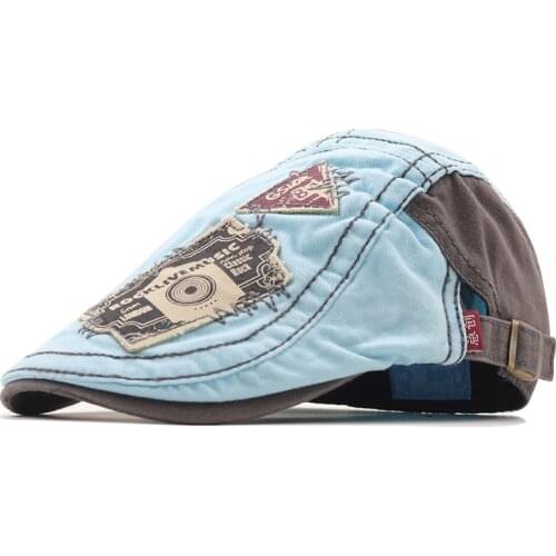 Unisex Retro Casual Mens Hats Denim Berets Hat Women Washed Cotton Duckbill Visors Herringbone Flat Caps Spring Summer