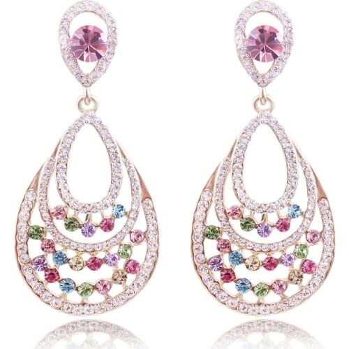 Vintage Hyperbole Big Earrings For Women Fashion Water Drop Crystal Long Earring Classic Rhinestone Party Fine Jewelry Brincos