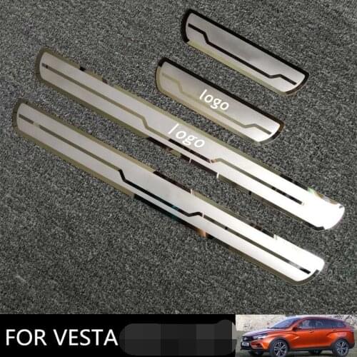 Car Accessories Stainless Steel Door Sill Protector Scuff Plate For LADA VESTA Car Styling 2015-2019