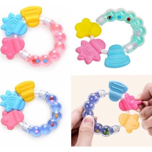 1pcs Plastic Baby Rattles Newborn Baby Rattles Teether Toy Teeth Biting Babies Toddler Bed Bell Silicone Handbell Jingle Cartoon