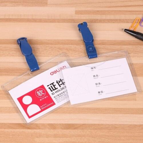 10Pcs ID Card Cover With Holder Soft PVC Transparent Retractable Badge ID Holder Lanyard Office Work School Student 5752
