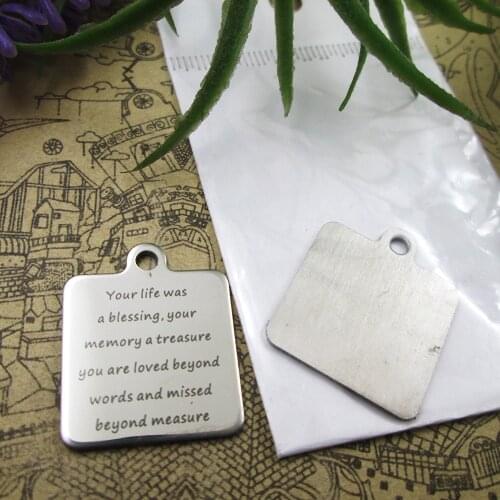 20pcs--"Your Life was A Blessing..."stainless steel charms 5 styles for choosing DIY Charms for necklace bracelets