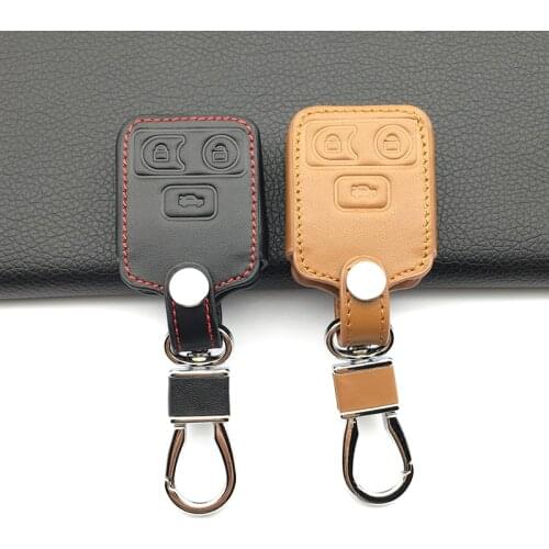 100% Top layer leather Keyboard cover For Ford Transit MK6 Connect 2000-2006 / For Ford Raptor Pickup Holder 3 Buttons Key Shell