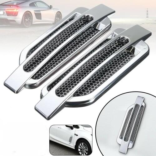 2Pcs Car Auto Side Air Vent Intake Flow Chrome Cover Hole Grille Sticker Decoration Universal