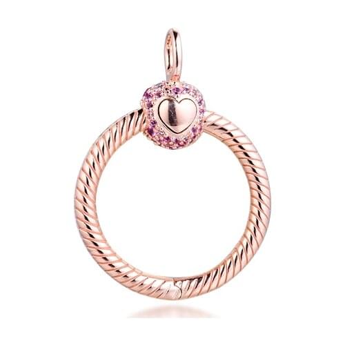 2020 New Fit Europe Bracelet 925 Sterling Silver Plated Rose Gold Moments Small Pave O Pendant Necklaces for Women Jewelry