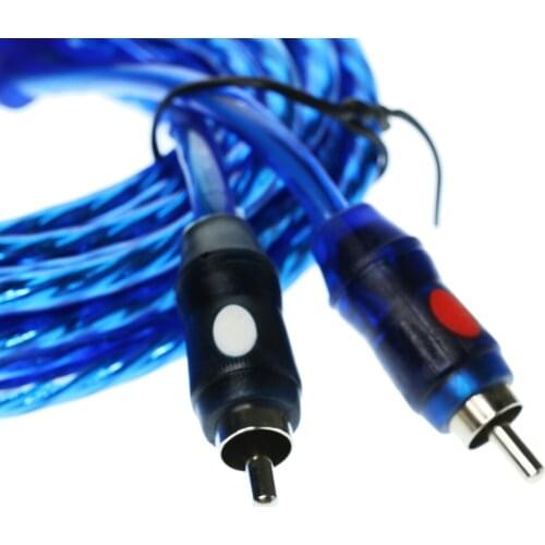 4.5m 2 RCA MALE TO 2RCA MALE CAR STEREO AUDIO POWER CABLE WIRE BLUE