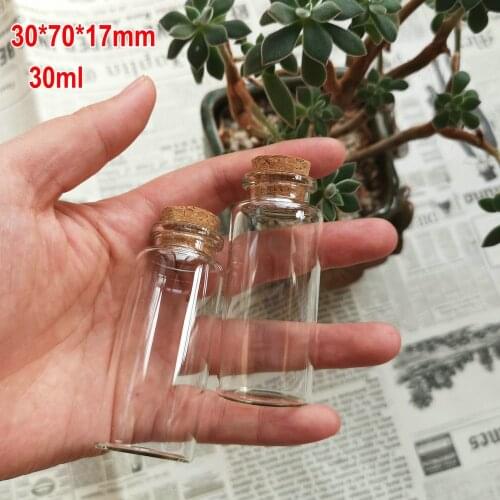 50pcs/Lot Lab or DIY Glass Packing Bottle with Cork Stoppers DIY Drifting Bottle Storage Wishing Bottle Spice Jars 30ml 30X70mm