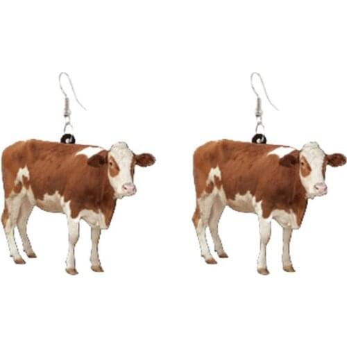 Acrylic Dairy Cattle Cow Earrings Drop Dangle Jewelry Farm Animal For Women Girls Teens Kids Party Charm Gift Accessories