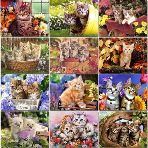 Muxun 5D Diamond Embroidery Animal Mosaic Rhinestone Picture Home Decoration 5D Diy Full Square Diamond Painting Cat Gift Rp650