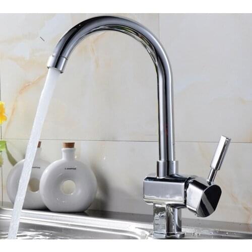 Free shipping Flat tee Hot cold kitchen faucet with top quality solid brass kitchen sink faucet from DONA SANITARY
