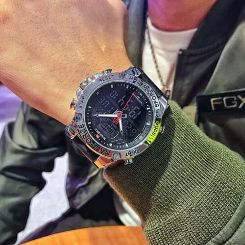 NAVIFORCE Top Brand Mens Fashion Sport Watchs Men Leather Waterproof Quartz Wristwatch Military Analog Digital Relogio Masculino