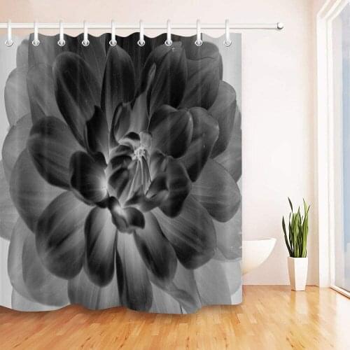 Cortina de Ducha diseño de Flores, Color Blanco y Negro