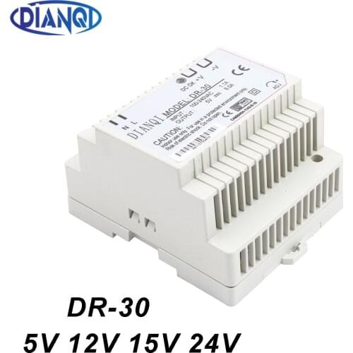 DIANQI Din rail power supply 30w 5V 12V 24V power suply 24v 30w ac dc converter good quality DR-30-24 DR-30-5 DR-30-12 DR-30-15
