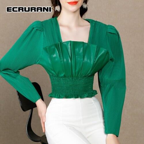 Зеленые блузки ECRURANI China At AliExpress