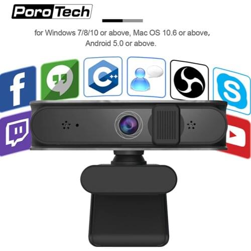 K50 USB Webcam 1080p 5MP Web Camera USB Web Cam For Computer PC Video Call,Dual microphones, with camera cover