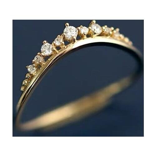 Fashion White Stone Cute Female Crystal Ring Real 925 Sterling Silver Gold Engagement Ring Vintage Small Wedding Rings For Women