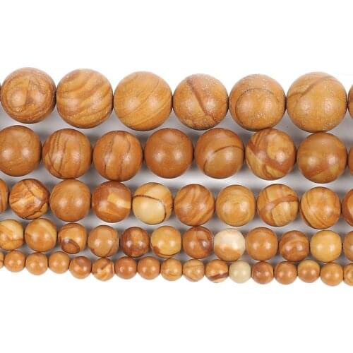 Wholesale 4-12mm Round Wood Grain Stone Natural Stone Beads Loose Beads For Jewelry Making DIY Charm Bracelet Necklace Handmade