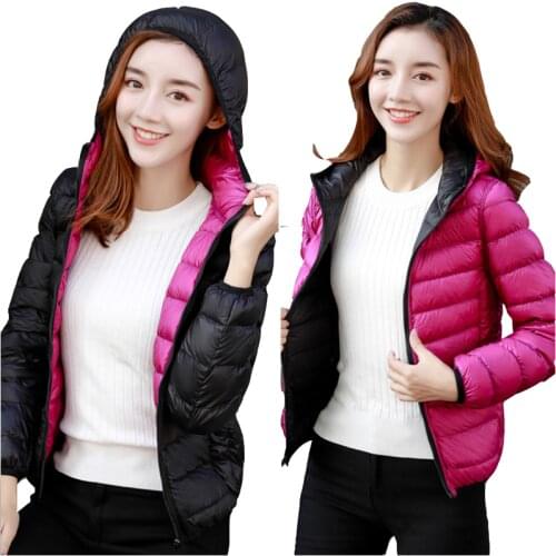 Womens Jackets Ultra Light Down Jacket Women New Autumn Winter White duck down Coat Jackets For Women Two Side female jacket