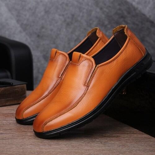 Loafers Men Genuine Leather Dress Shoes High-quality Breathable Office Formal Shoes Big Size Fashion Male Footwear on Sale