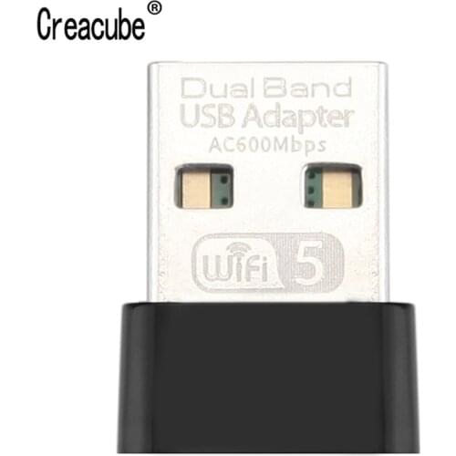 Creacube New Mini 600M USB WiFi Adapter Wireless Network Card Wifi Receiver 2.4/5G Dual Band Computer Network LAN Card For PC
