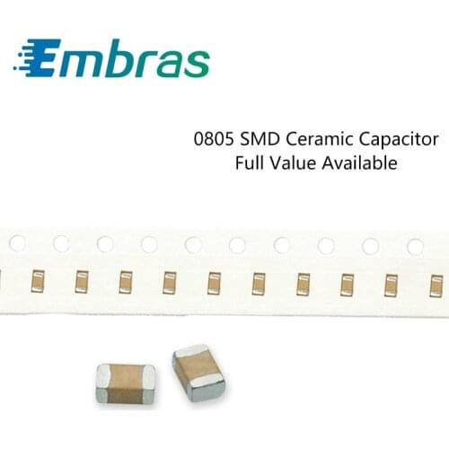 100Pcs 0805 SMD Capacitor Electronics Set 5% 10% 2012 110pF-100nF 180pF 33nF 6.3V 16V 50V 103K 333K Full Value Available DIY Kit