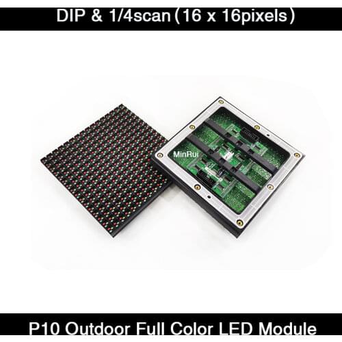 Outdoor Waterproof IP65 RGB P10 DIP LED Module 160*160mm 1/4 Scan Video Wall High Quality P10 LED Panel Modules Full Color
