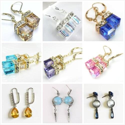 2021 New Luxury Bohemia Drop Earrings for Women Elegant Geometry Crystal Zirconia Wedding Party Pendant Earring Jewelry Gift