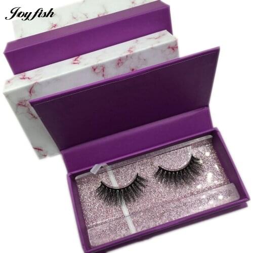 New Mink Eyelash Boxes Packaging Wholesale Purple Lash Cases and Tray Marble Magnetic Storage Box Vendors